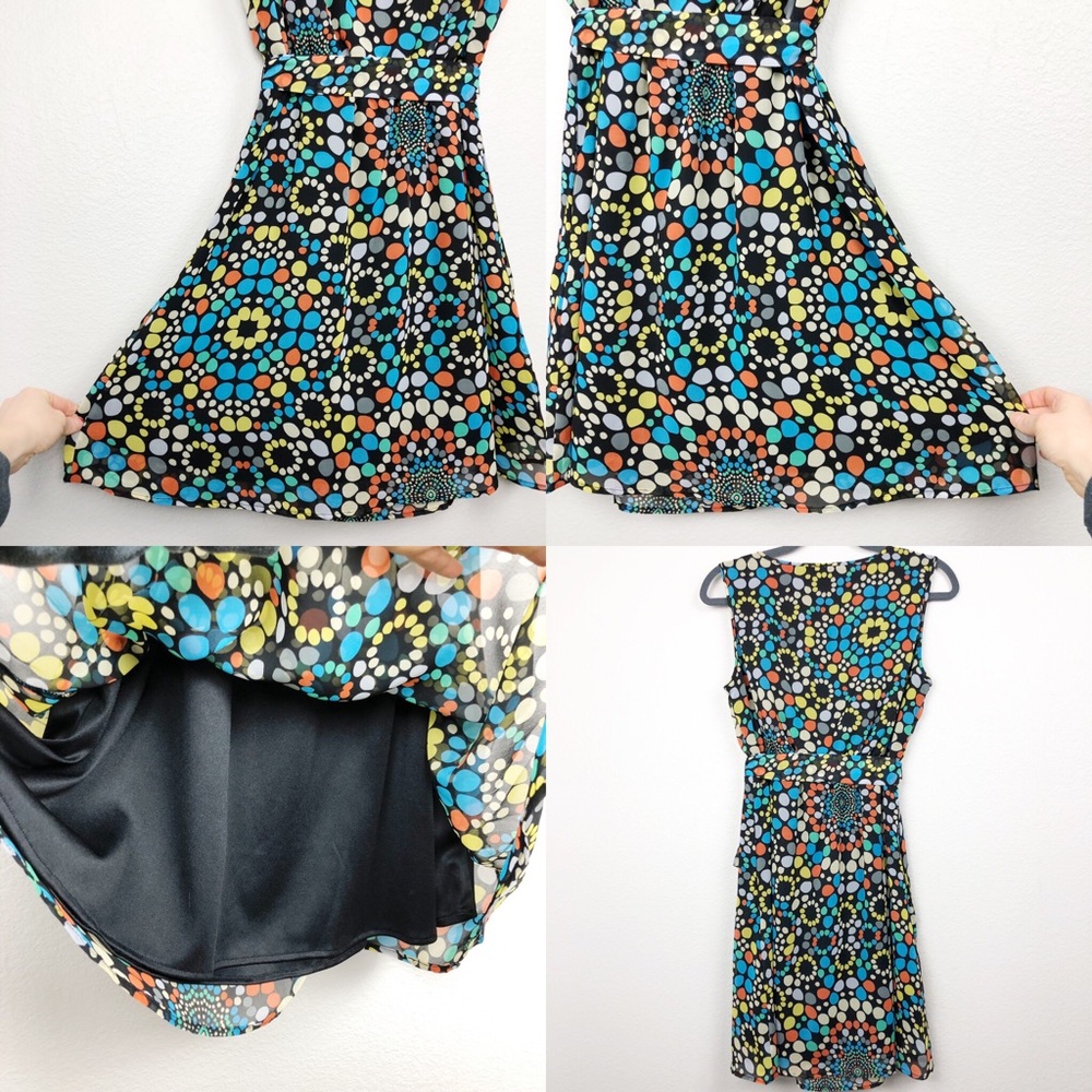 Tulle Flowy Belted Sleeveless Kaleidoscope Dress - Picture 6 of 8